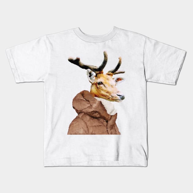 Deer Portrait Kids T-Shirt by DarkMaskedCats